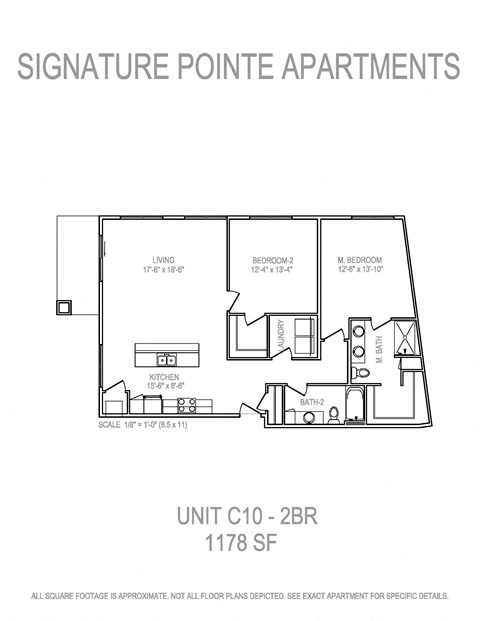 Floor plan for 2 beds, 2 baths, 1321 sqft